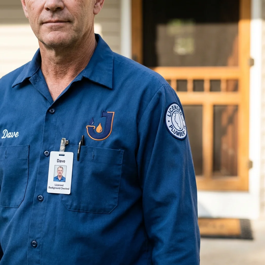 Licensed plumber showing ID badge in Lockport, LA