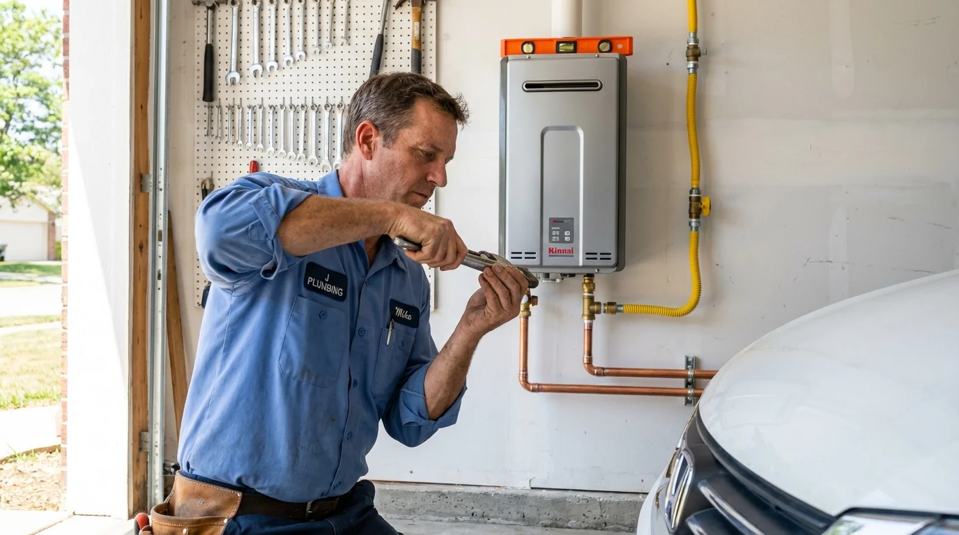 Tankless water heater installation by a Johns Plumbing LLC plumber in Lockport